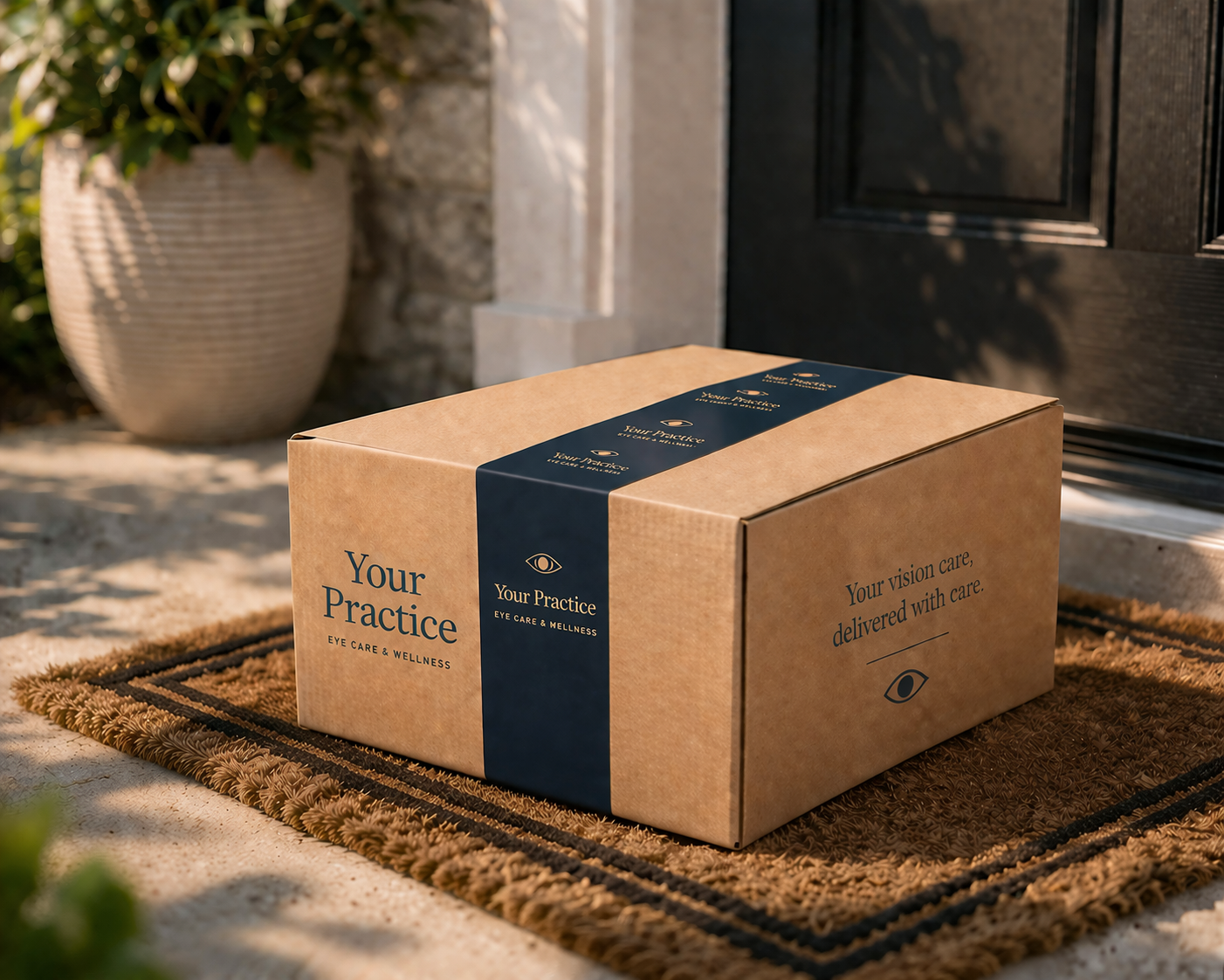 Branded practice package delivered to a patient's doorstep